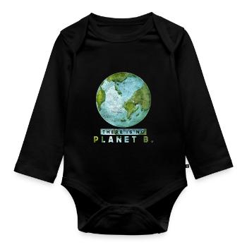 Earth Day environmental protection planet - Organic Longsleeve Baby Bodysuit - black - Front