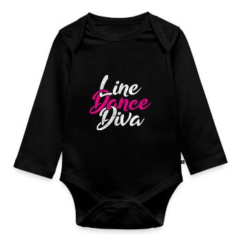 Linedance dance club - Organic Longsleeve Baby Bodysuit - black - Front