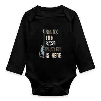 Guitare basse - Body Bébé bio manches longues - noir - Devant