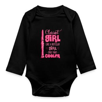 clarinet - Organic Longsleeve Baby Bodysuit - black - Front