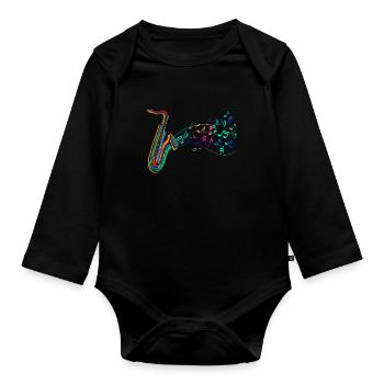 Saxophon Musik Saxophonist - Baby Bio-Langarm-Body - Schwarz - Vorne