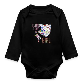 Cadeau fille escalade - Body Bébé bio manches longues - noir - Devant