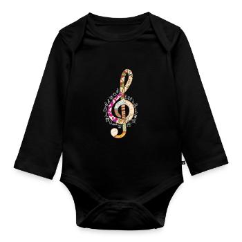 Clef Musique classique - Body Bébé bio manches longues - noir - Devant