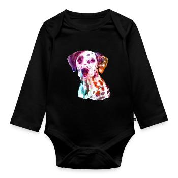 Dalmatian - Organic Longsleeve Baby Bodysuit - black - Front