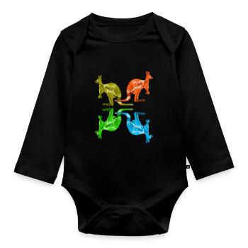 Cadeau de kangourou - Body Bébé bio manches longues - noir - Devant