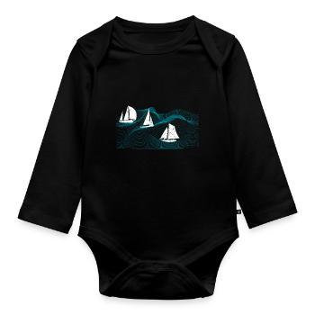 Marin à voile - Body Bébé bio manches longues - noir - Devant