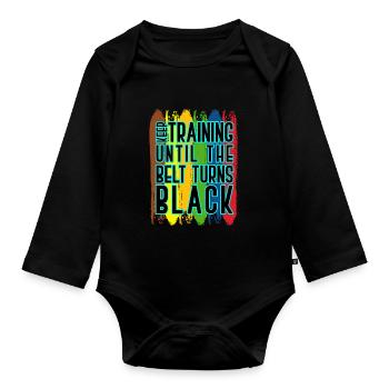 karate - Organic Longsleeve Baby Bodysuit - black - Front