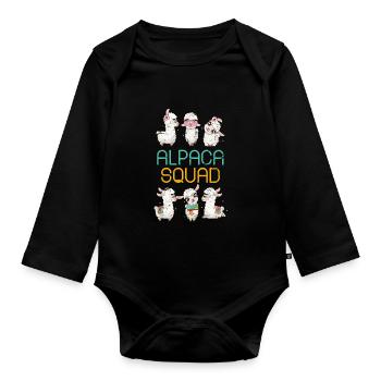 Llama alpaca - Organic Longsleeve Baby Bodysuit - black - Front