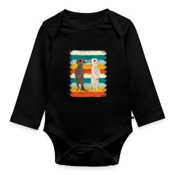 Retro meerkat - Organic Longsleeve Baby Bodysuit - black - Front