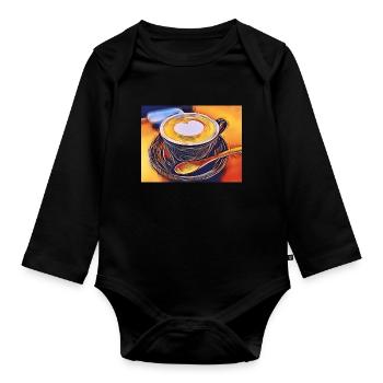 Kaffee - Baby Bio-Langarm-Body - Schwarz - Vorne