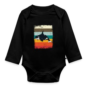 Orque rétro - Body Bébé bio manches longues - noir - Devant