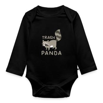 racoon - Organic Longsleeve Baby Bodysuit - black - Front