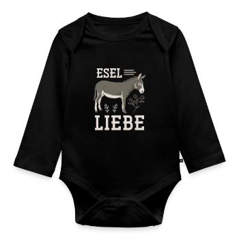 Esel Pferd Landei - Baby Bio-Langarm-Body - Schwarz - Vorne