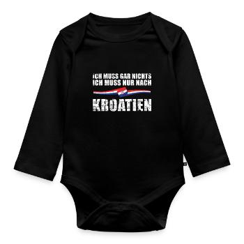 Kroatien - Baby Bio-Langarm-Body - Schwarz - Vorne