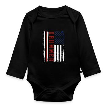 Drums - Organic Longsleeve Baby Bodysuit - black - Front