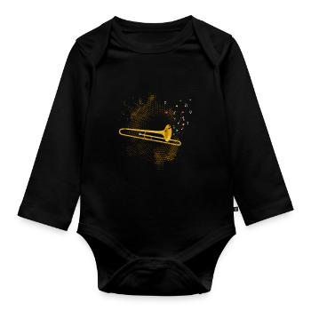 Trombone Musicians Orchestra - Organic Longsleeve Baby Bodysuit - black - Front