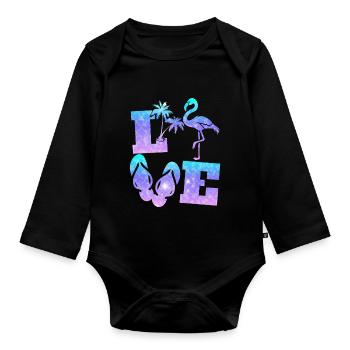 Liebe Flamingo - Baby Bio-Langarm-Body - Schwarz - Vorne