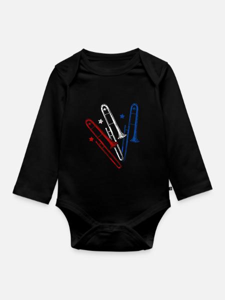 Posaune - Baby Bio-Langarm-Body - Schwarz