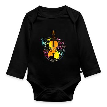 Violin Musician Music - Organic Longsleeve Baby Bodysuit - black - Front