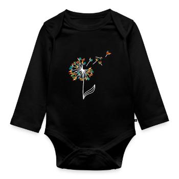 Huhn Pusteblume - Baby Bio-Langarm-Body - Schwarz - Vorne