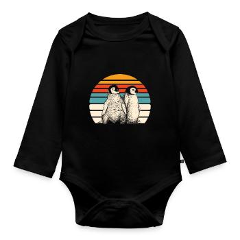 Penguin snow - Organic Longsleeve Baby Bodysuit - black - Front