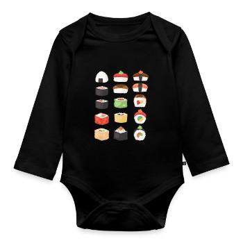 Maki sushi gift idea - Organic Longsleeve Baby Bodysuit - black - Front