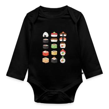 Sushi japonais ramen - Body Bébé bio manches longues - noir - Devant