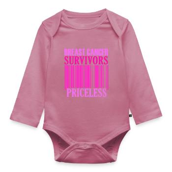 Priceless Breast Cancer Awareness - Organic Longsleeve Baby Bodysuit - mauve - Front