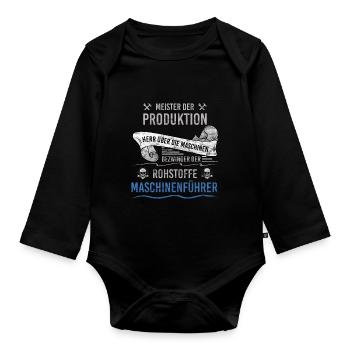 Meister der Produktion Maschinenführer - Baby Bio-Langarm-Body - Schwarz - Vorne