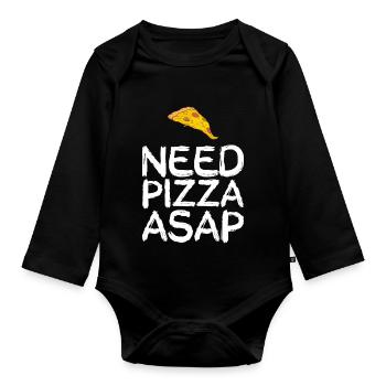 #Pizza - Organic Longsleeve Baby Bodysuit - black - Front