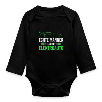 Elektroauto für echte Männer Elektroautofahrer - Baby Bio-Langarm-Body - Schwarz - Vorne