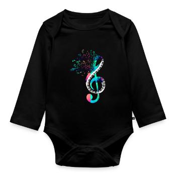 Klavier - Baby Bio-Langarm-Body - Schwarz - Vorne