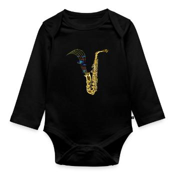 Musique de saxophone - Body Bébé bio manches longues - noir - Devant