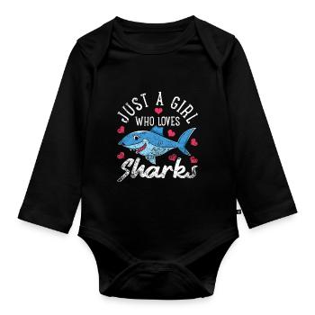 Fille de requin - Body Bébé bio manches longues - noir - Devant