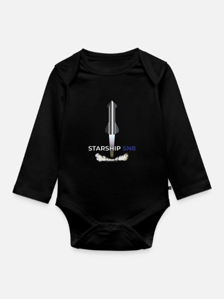 SN8 Raumschiff Testflug - Baby Bio-Langarm-Body - Schwarz