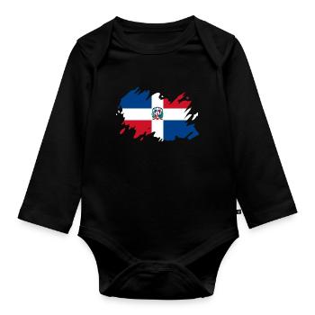 Dominican Republic Flag Color Splash Squirt - Organic Longsleeve Baby Bodysuit - black - Front
