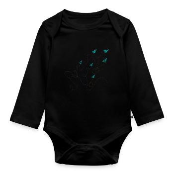origami - Body Bébé bio manches longues - noir - Devant