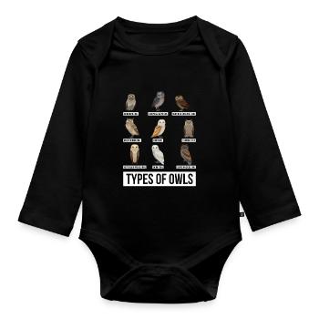 Eule Nacht Wald Vogel - Baby Bio-Langarm-Body - Schwarz - Vorne