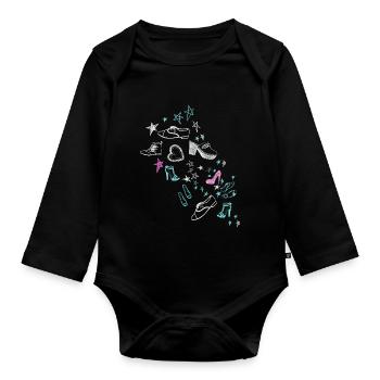 Schuhe, Zeichnung, Stern, Herz, illu, skizze,sketc - Baby Bio-Langarm-Body - Schwarz - Vorne