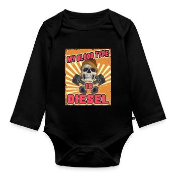 My blood type is diesel for screwdrivers and tuners - Organic Longsleeve Baby Bodysuit - black - Front
