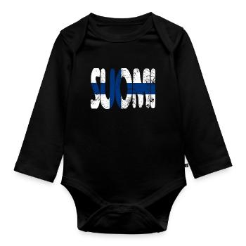 Suomi Finlande Drapeau Finlandais Scandinavie Voyage - Body Bébé bio manches longues - noir - Devant