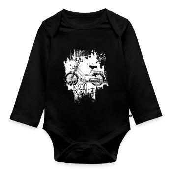 Maxi / swallow driver / Ostalgie / moped oldtimer - Organic Longsleeve Baby Bodysuit - black - Front