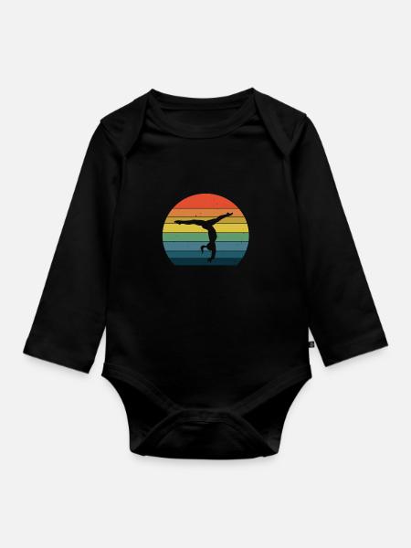 Turnen Gymnastik Geräteturnen Kunssturnen Geschenk - Baby Bio-Langarm-Body - Schwarz