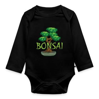 Bonsai in a pot - Organic Longsleeve Baby Bodysuit - black - Front