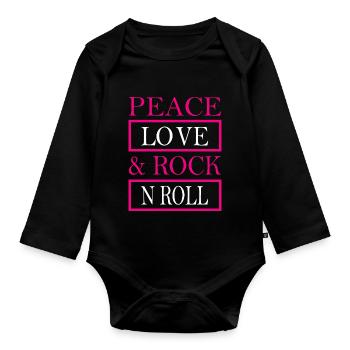 Rock Music Rock and Roll - Organic Longsleeve Baby Bodysuit - black - Front