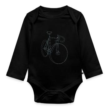 Vélo linéaire, fixie, vélo de course, en bleu clair - Body Bébé bio manches longues - noir - Devant