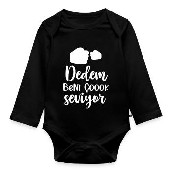 Dede Türkisch Opa Newborn Geschenk Hediye Baby - Baby Bio-Langarm-Body - Schwarz - Vorne
