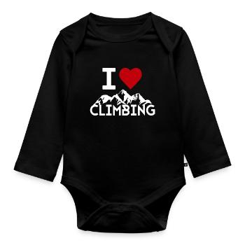 I love Mountain Climbing Hiking Tour Mountain Outdoor - Organic Longsleeve Baby Bodysuit - black - Front