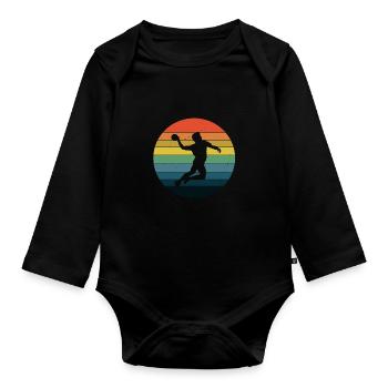 Handball Handballer Handballspieler - Body Bébé bio manches longues - noir - Devant