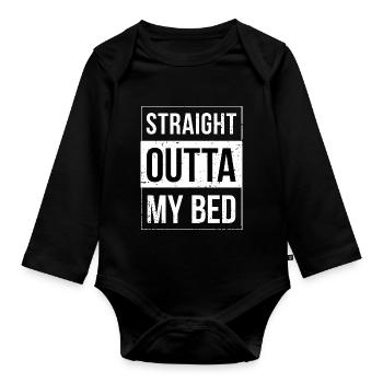 Straight Outta My Bed - Idée de lit - Body Bébé bio manches longues - noir - Devant